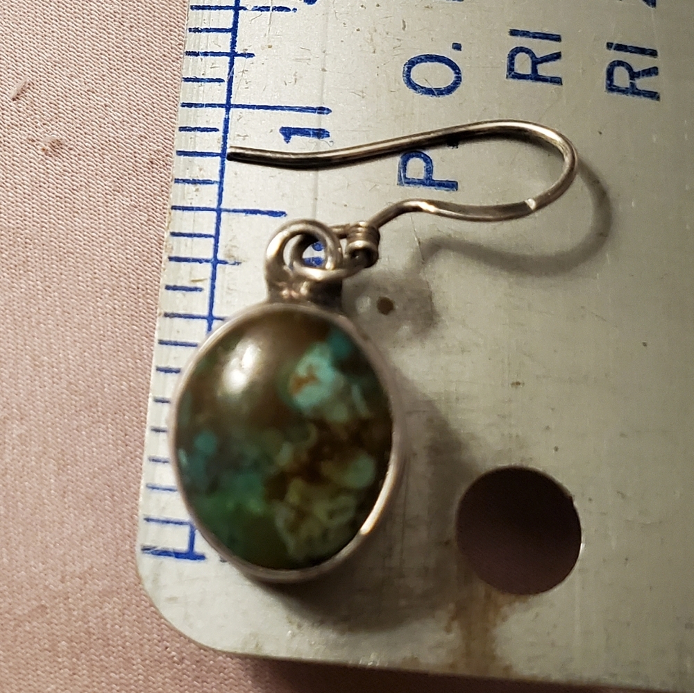 Turquoise and sterling silver earrings - Picture 2 of 4